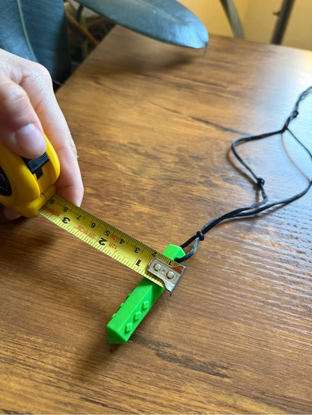 Bright Green Pendant kids chewing Necklace on Black Cord